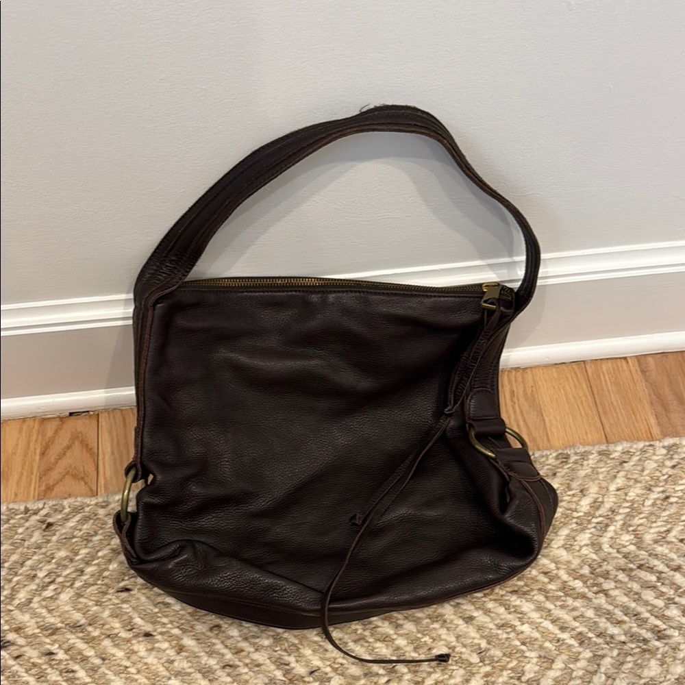 Dark Brown Leather Shoulder Bag Banana Republic
